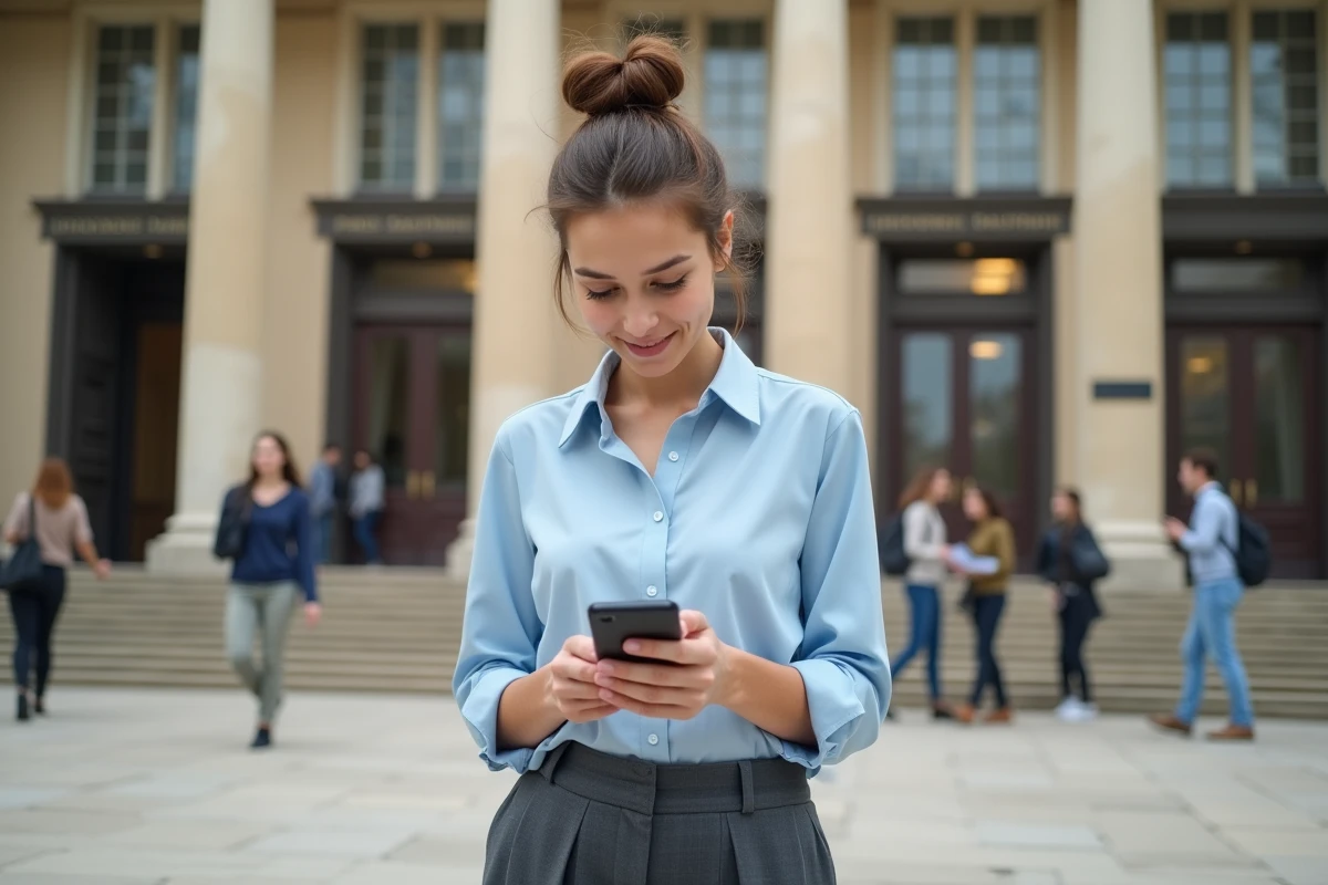 Femme souriante devant l