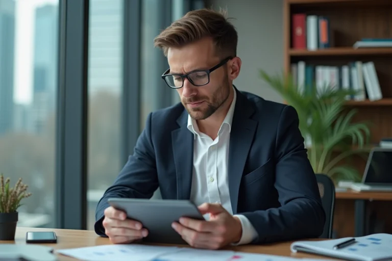 Homme d'affaires analysant des graphiques financiers