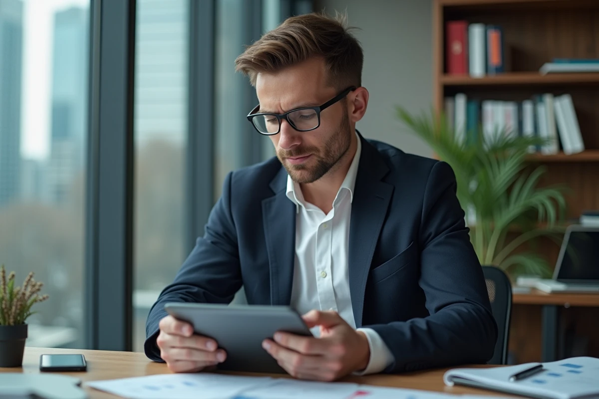 Homme d'affaires analysant des graphiques financiers